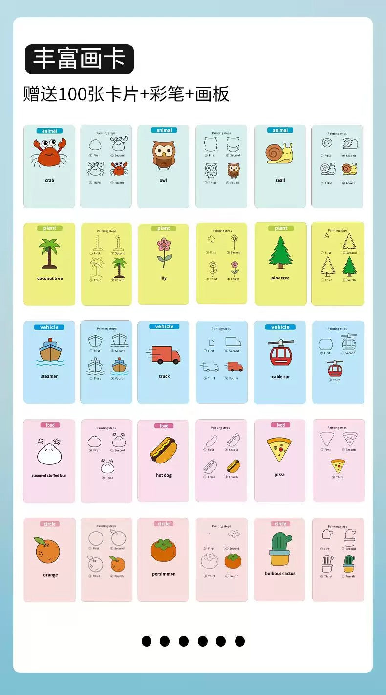 The 100 picture cards that come with the Drawing Robot